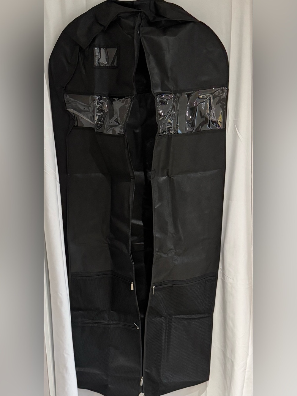 Two Black Hanging Garment Bags With Mesh Pockets. - Picture 3 of 14